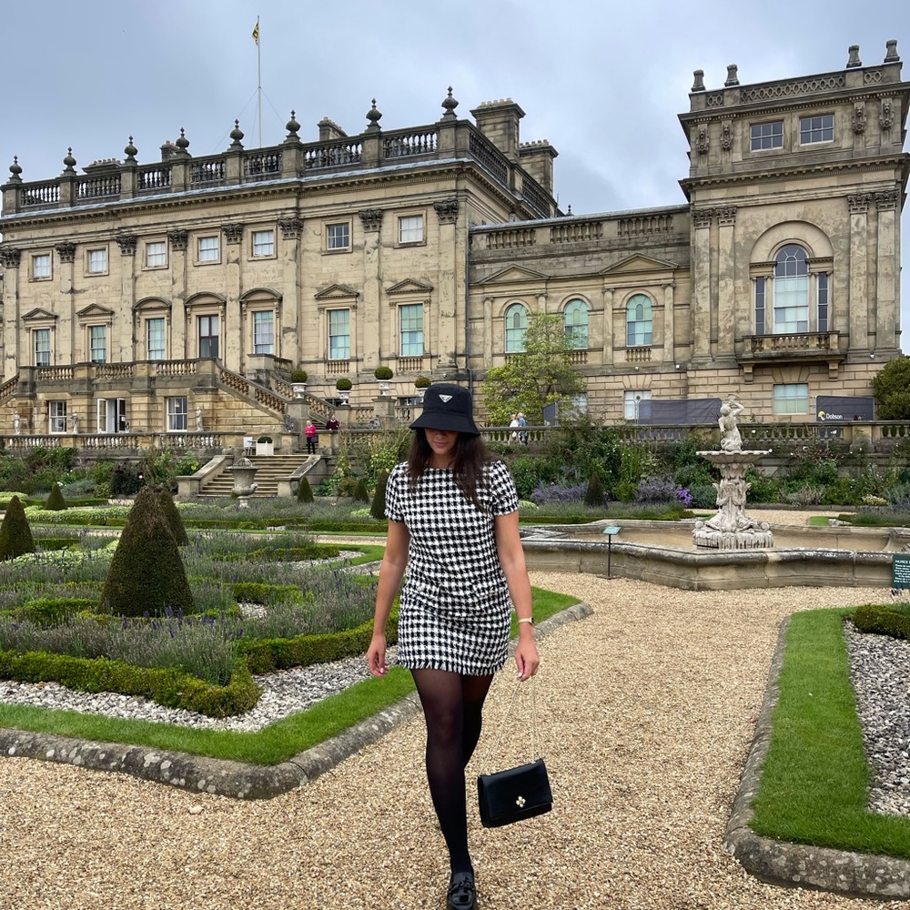 Posh Elegant Black and White Checkered Dress